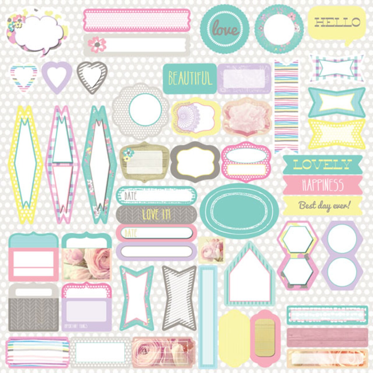 Prima Marketing Inc Journaling Cdstk Stickers- Hello Pastel 655350563486